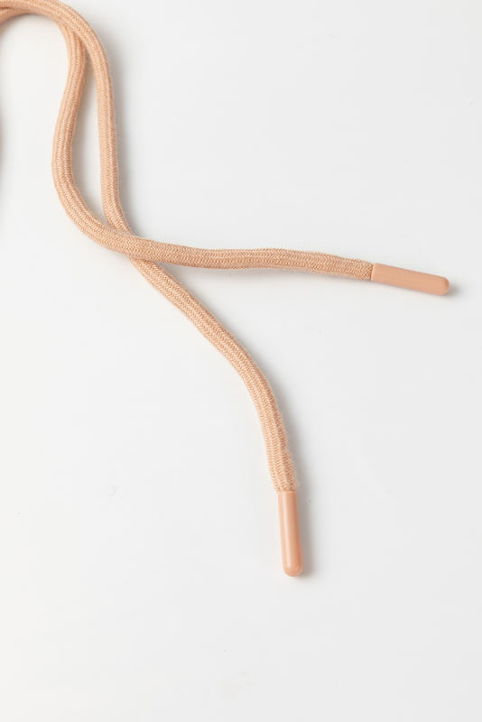 Light French Beige Drawstring Turtleneck Dolman Sleeve Sweatshirt