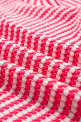 Rose Stripe Round Neck Drop Shoulder Long Sleeve Top