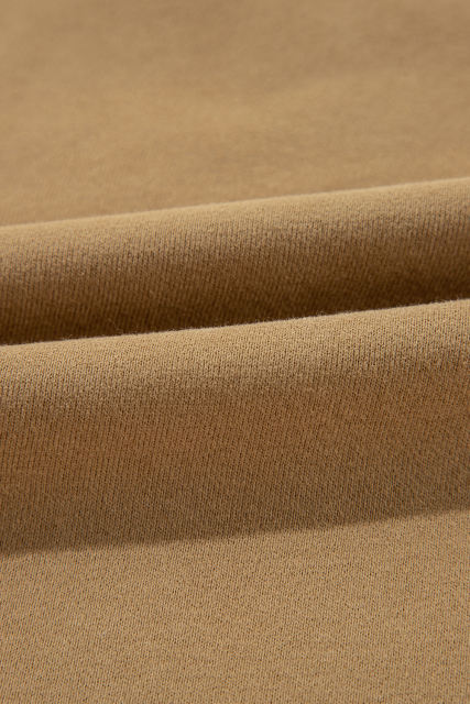 Camel Solid Fleece Lined Drop Shoulder High Low Sweatshirt