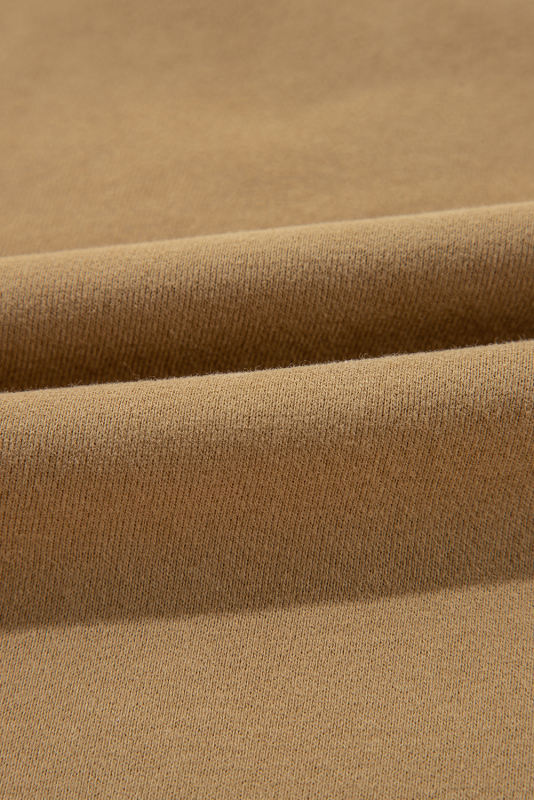 Camel Solid Fleece Lined Drop Shoulder High Low Sweatshirt