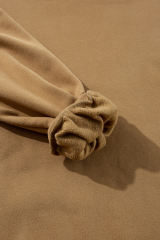 Camel Solid Fleece Lined Drop Shoulder High Low Sweatshirt