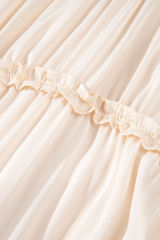 Apricot Tiered Ruffled Puff Sleeve Loose Fit Mini Dress