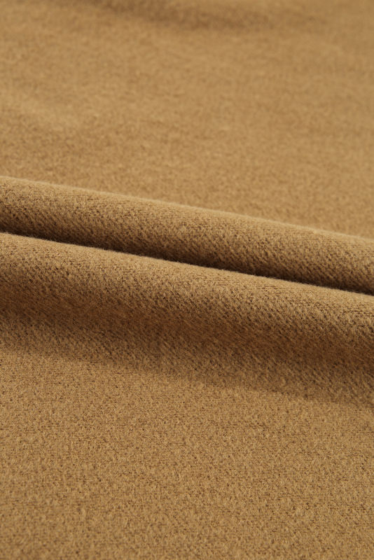 Camel Solid Fleece Lined Drop Shoulder High Low Sweatshirt