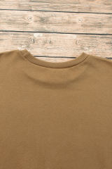 Camel Solid Fleece Lined Drop Shoulder High Low Sweatshirt