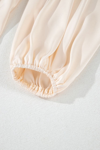Apricot Tiered Ruffled Puff Sleeve Loose Fit Mini Dress