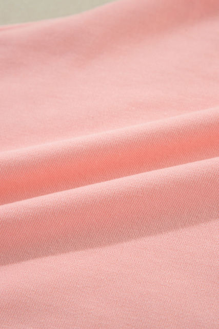 Peach Blossom Colorblock Patchwork Long Sleeve Shorts Outfit