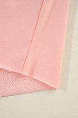 Peach Blossom Colorblock Patchwork Long Sleeve Shorts Outfit