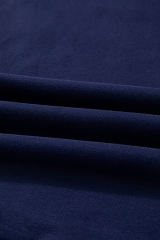 Navy Blue Solid O Neck High Low Hem Pullover Sweatshirt
