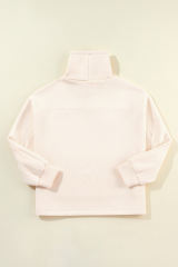 Apricot Drawstring Turtleneck Dolman Sleeve Sweatshirt