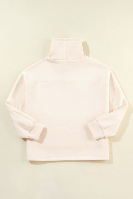 Apricot Drawstring Turtleneck Dolman Sleeve Sweatshirt