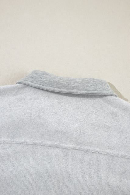 Light Grey Flap Pockets Contrast Buttons Front Jacket Vest