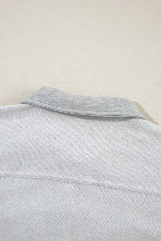 Light Grey Flap Pockets Contrast Buttons Front Jacket Vest