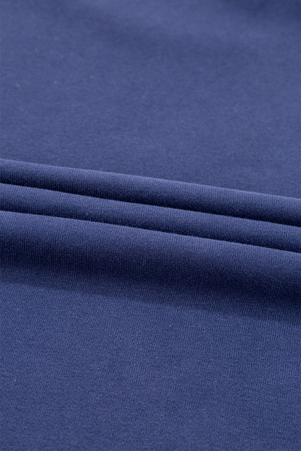 Navy Blue Plain Drop Shoulder Crewneck Pullover Sweatshirt