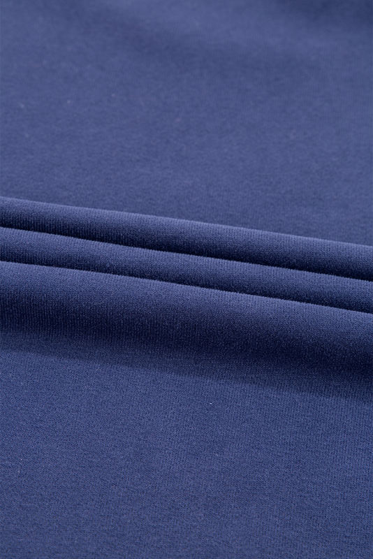 Navy Blue Plain Drop Shoulder Crewneck Pullover Sweatshirt