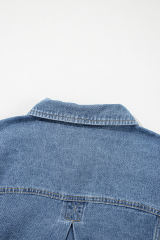 Light Blue Washed Oversize Pocketed Denim Jacket