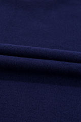 Navy Blue Solid Fleece Lined Drop Shoulder High Low Sweatshirt