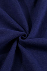 Navy Blue Solid Fleece Lined Drop Shoulder High Low Sweatshirt