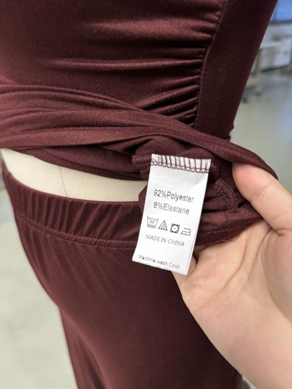 Burgundy Slim Long Sleeve Top and Wide Leg Pants Set