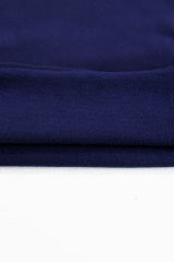 Navy Blue Solid Fleece Lined Drop Shoulder High Low Sweatshirt