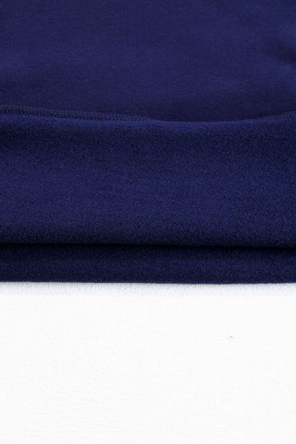Navy Blue Solid Fleece Lined Drop Shoulder High Low Sweatshirt