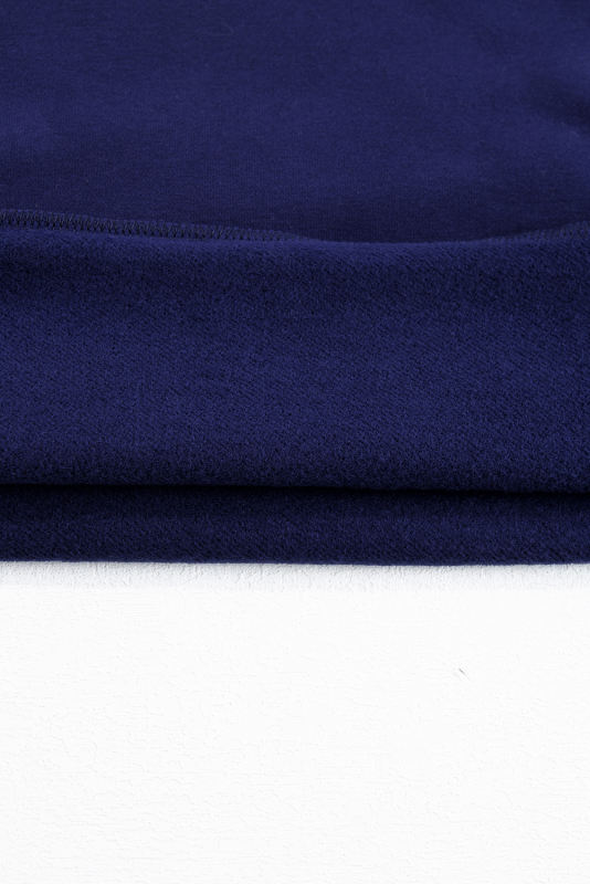 Navy Blue Solid Fleece Lined Drop Shoulder High Low Sweatshirt
