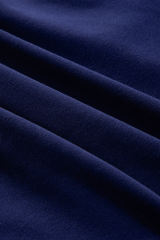 Navy Blue Solid Fleece Lined Drop Shoulder High Low Sweatshirt