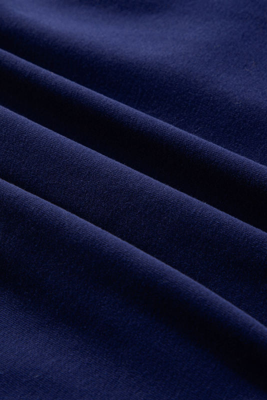 Navy Blue Solid Fleece Lined Drop Shoulder High Low Sweatshirt