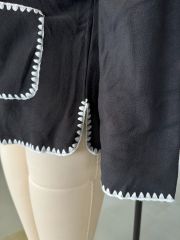 Black Contrast Loose Fit Buttoned Jacket with Pockets