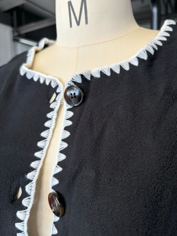 Black Contrast Loose Fit Buttoned Jacket with Pockets