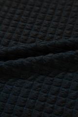 Color black Textured Knit Cap Sleeve T Shirt and Wide Leg Pants Set