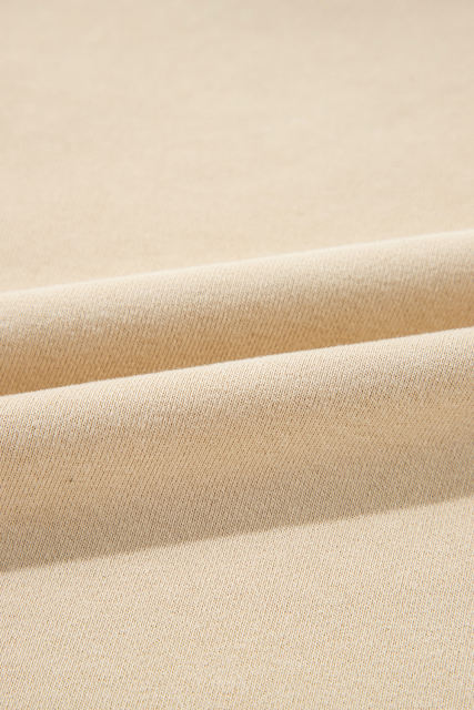 Parchment Solid O Neck High Low Hem Pullover Sweatshirt