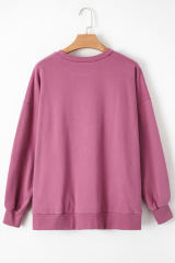 Valerian Solid Fleece Lined Drop Shoulder High Low Sweatshirt