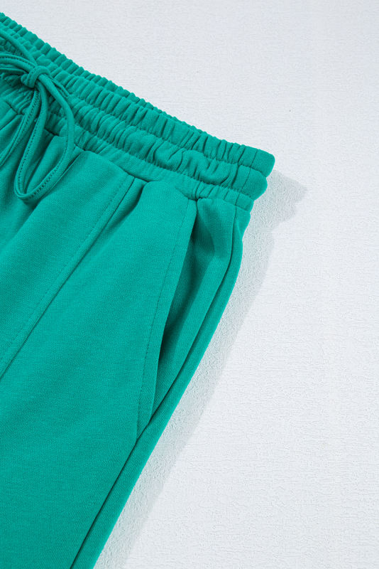 Solid Color Pullover Top and Cargo Pants Set