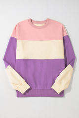 Meadow Mauve Colorblock Patchwork Drop Shoulder Sweatshirt