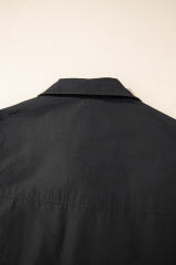 Black Flap Pockets Zip Up High Neck Vest