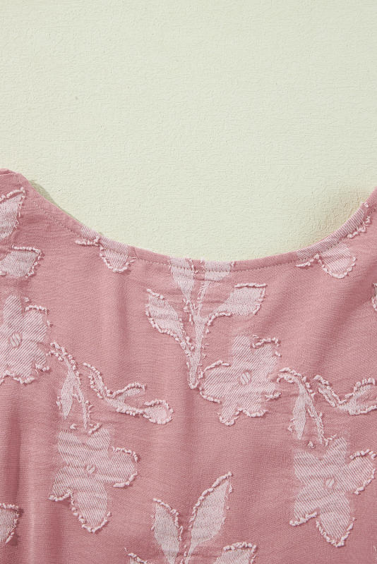 Peach Blossom Floral Surplice V Neck Tiered Ruffled Plus Size Dress
