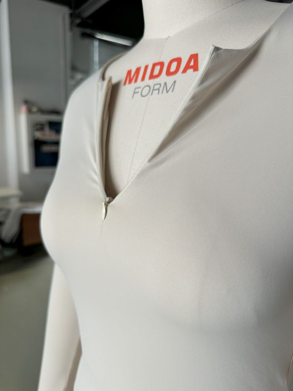 Apricot Solid Zip Up Nylon Slim Long Sleeve Top