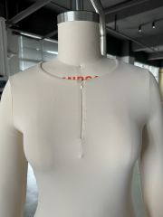 Apricot Solid Zip Up Nylon Slim Long Sleeve Top