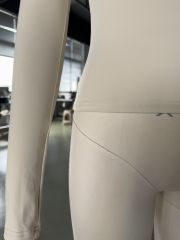 Apricot Solid Zip Up Nylon Slim Long Sleeve Top