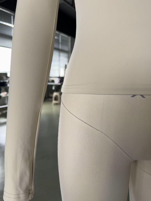 Apricot Solid Zip Up Nylon Slim Long Sleeve Top