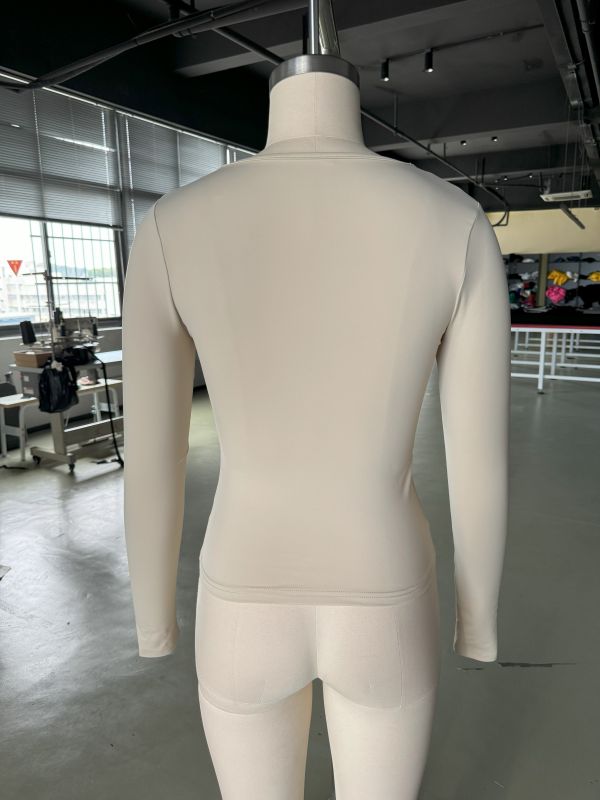 Apricot Solid Zip Up Nylon Slim Long Sleeve Top