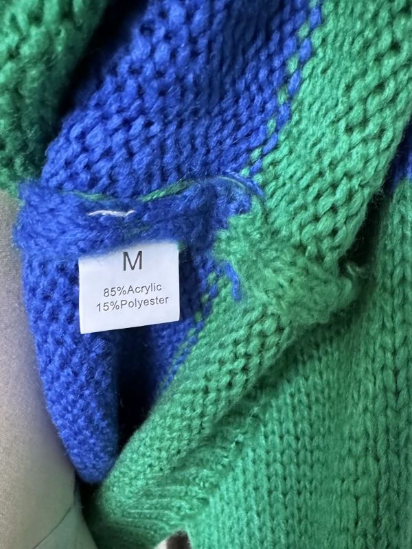 Blue Colorblock Knitted Open Front Short Cardigan