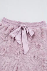 Lavendula Textured Leopard Fleece Loose Two Piece Lounge Set