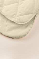 Beige Quilted Snap Button Hooded Coat