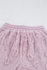 Lavendula Textured Leopard Fleece Loose Two Piece Lounge Set