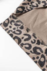 Dark Khaki Leopard Print Corduroy Irregular Hem Buttoned Jacket