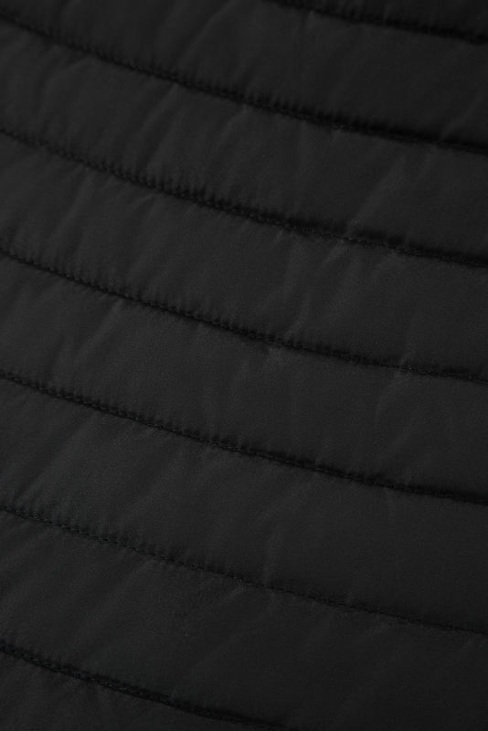 Black Solid Color Quilted Zip-up Puffer Jacket