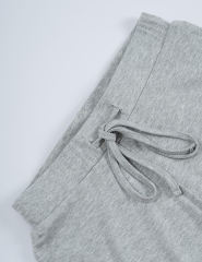 Gray Short Sleeve Top and Drawstring Pant Lounge Set