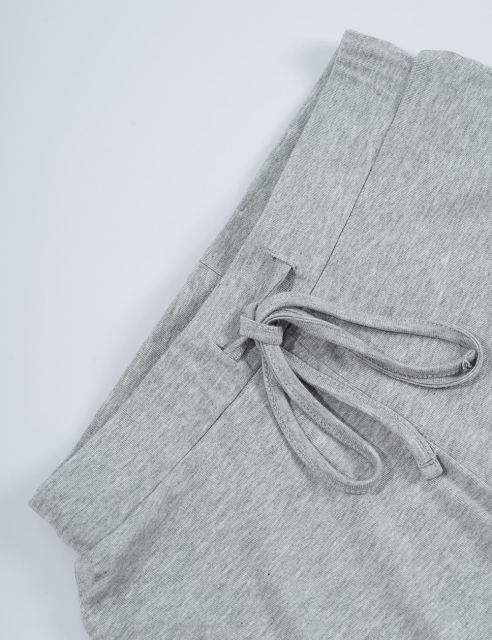 Gray Short Sleeve Top and Drawstring Pant Lounge Set