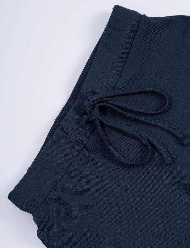 Navy Blue Short Sleeve Top and Drawstring Pant Lounge Set